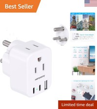 Versatile 5-in-1 Type D Plug Adapter: Travel to India with Fast Charge USB Ports picture