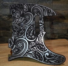 Faux Brushed Aluminum Paisley Telecaster Pickguard - Industrial Stylish Art picture