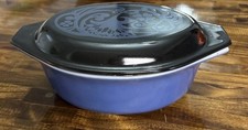 Vintage HTF 1970 Pyrex Midnight Bloom 043 Bottom 943 Lid 1-1/2qt Casserole Dish picture