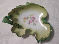 Hutschenreuther Carl Tielsh Leaf Shape Porcelain Candy Nut Dish Circa 1918 picture