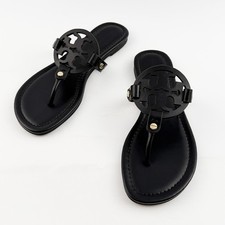 Tory Burch Women's Miller Sandals Leather Perfect Black Thin Bottom Shoes US7-10 picture
