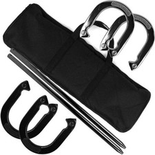 Professional Horseshoe Set with Case 4 Shoes 2 Poles Outdoor Backyard Game picture