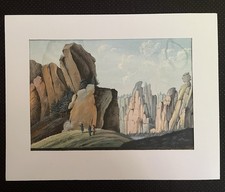 Antique c1820 Gouache Painting “Anblick von den Adersbacher Felsen” Echo Art Old picture