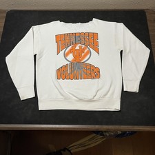 Tennessee Volunteers Vintage Sweatshirt Orange NCAA Football Crewneck Cut Neck picture