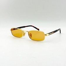 PRADA PRB54S Rectangle Sunglasses Gold Yellow Lens Havana Temples 54-20-145 picture