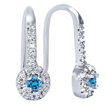 1/3 Ct  Blue Sapphire & Simulated Diamond 18K Gold Plated Drop Dangle Earrings picture