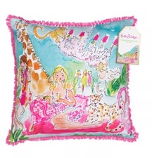NWOT Lilly Pulitzer 18” x 18” ITS A ZOO Fringe INDOOR/OUTDOOR Accent Pillow picture