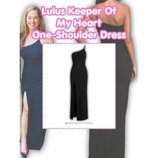 💃🏽 Lulus Keeper Of My Heart Black One-shoulder Maxi Dress・Size M picture