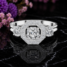 IGI 1.12Ct Octagon-Cut F/VS1 Lab Grown Diamond Engagement Ring 14k White Gold picture
