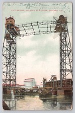 Vintage Chicago Lift Bridge Halsted St & River Postcard 1908 S.H. Knox picture