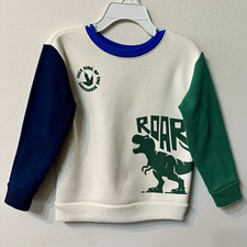 Garanimals Toddler Boy 2T Color Block Fleece Sweatshirt T-Rex Dinosaur Roar Blue picture