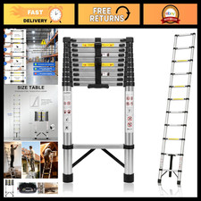 10.5FT Telescoping Heavy Duty Extension Ladder, 330lbs Anti-Wobble, Portable Fol picture