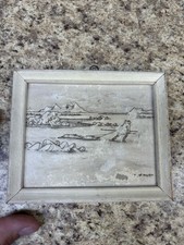 George Ahgupuk Original Drawing Alaskan Eskimo Seal Hunter Ink On Caribou Skin picture