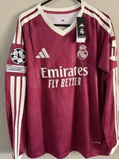 adidas Real Madrid Bellingham #5 Maroon/White Long Sleeve Jersey Men XL picture