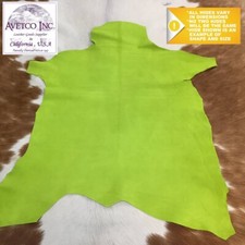 Avetco Premium Italian Kid Skin Goat Suede 3 SF Leather Hide 2-3 oz Neon Green picture