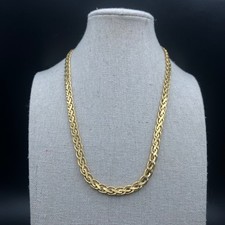 Vintage Braided Chain Necklace Gold Tone Chunky Layering 17in picture
