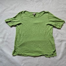 J. Jill Knit Linen T-Shirt, Round Neck, Short Sleeve, Green, Stretch Fabric, XS picture