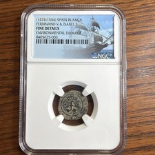 (1474-1504) Spain Blanca Ferdinand V & Isabel 1 NGC Fine Details picture