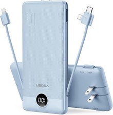 Portable Charger Built-in Cables and AC Wall Plug, USB C Power Bank 10000mAh picture