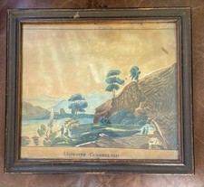 Early 19th C. English Folk Watercolor, Ulswater Cumberland, Period Frame picture