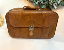 American Tourister True Vintage 1970s Brown Hard Vinyl Locking Suitcase 40L picture