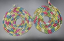 VTG/ANTQ CHRISTMAS MERCURY GLASS DOUBLE BEAD GARLAND MULTICOLOR 103 & 105 INCHES picture