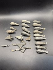 Vintage Lead Fishing Sinkers Weights Lot Bank Pyramid Bead Chain Swivel  picture