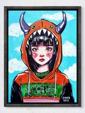 Original Expressionism Art 12x16 Female Fashion Portrait Acrylic Painting Canvas picture