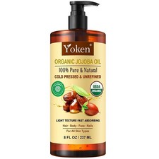 Yoken Pure Jojoba Oil Organic USDA Certified 8 Fl Oz (Pack of 1), Golden picture