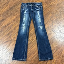 Twenty One Black Jeans Womens 6 Boot Cut Low Rise Dark Wash Stretch Denim 28x33 picture