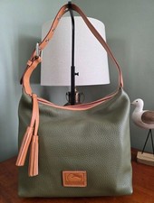 Dooney & Bourke Patterson Paige Sac Olive Pebbled Leather Hobo Shoulder Bag NWOT picture