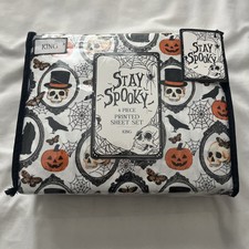 STAY SPOOKY Halloween Sheets Jack-O-Lanterns Bats Skulls Cats Pumpkins Sheet Set picture