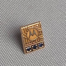 Vintage Motorola 10K Gold Service Award Pin 3 Blue Stones cTo O.C. Tanner picture