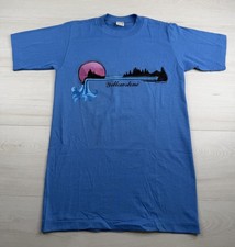 Vtg Yellowstone Park T-Shirt Blue Single Stitch Double Sided 80s 1987 USA Made S picture