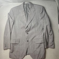 Salvatore Ferragamo Blazer Men 50 IT 40R Gray Blue Windowpane Wool Made in Italy picture