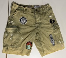 Gallery Dept Art That Kills Cargo Shorts Olive Green Patchwork Size 32 USA picture
