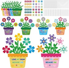 24 Sets Mothers Day Crafts for Kids Flower Pot Handmade Greeting Cards Mothers picture