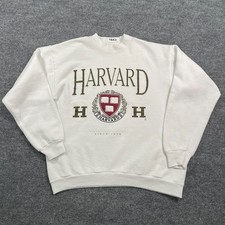 Vintage 90s LEE Harvard University Pullover Fleece Sweatshirt Large 22x24 White picture