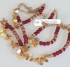 HUGE 40 INCH NECKLACE WITH GORGEOUS RED BEADS BY BANGLES AND BAGS EXCELLENT COND picture