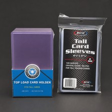 25x CSP Tall Card Toploaders plus 100x BCW Sleeves Tall Boy Top Loaders picture