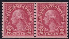 US Scott #599A • Horiz Pair • Fine • MNH Coil Pair • PSAG & PF Certs • Sound picture