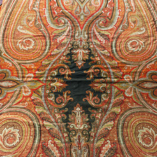 Vintage (Antique?) Wool Jacquard Paisley Shawl Piano or Table Throw 130in x 61in picture