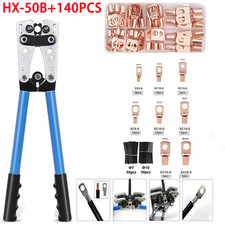 140PCS Copper Lugs Ring Terminals Bare Battery Welding Crimp Wire Connectors Kit picture
