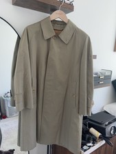 Vintage Burberrys Balmacaan Car Coat Mens M Khaki Nova Check Liner Made England picture