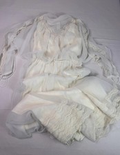 VTG 70s Alessandro Bridals Chiffon Lace Prairie Maxi Wedding Dress Sheer Boho S picture