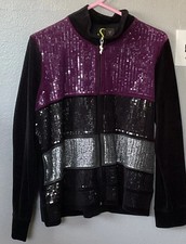 Spartelle women's black & purple zip up jacket-sequined front-PL picture