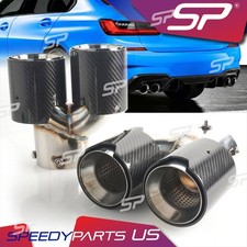 Pair Carbon Silver Exhaust Tips for BMW G20 G21 G23 G26 G42 M240i M340i 20-26 picture