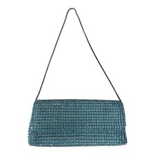 ESCADA Turquoise Blue Chain Shoulder Bag Bead Decoration Used picture