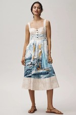 Maeve 100% Cotton Sweetheart Midi Dress MSRP $188 NWT SIZE M picture