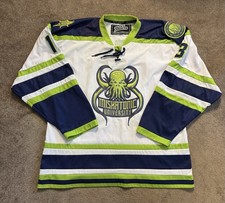 Miskatonic University Geeky Jerseys Hockey Sz XL White Cthulhu Lovecraft Daly 13 picture